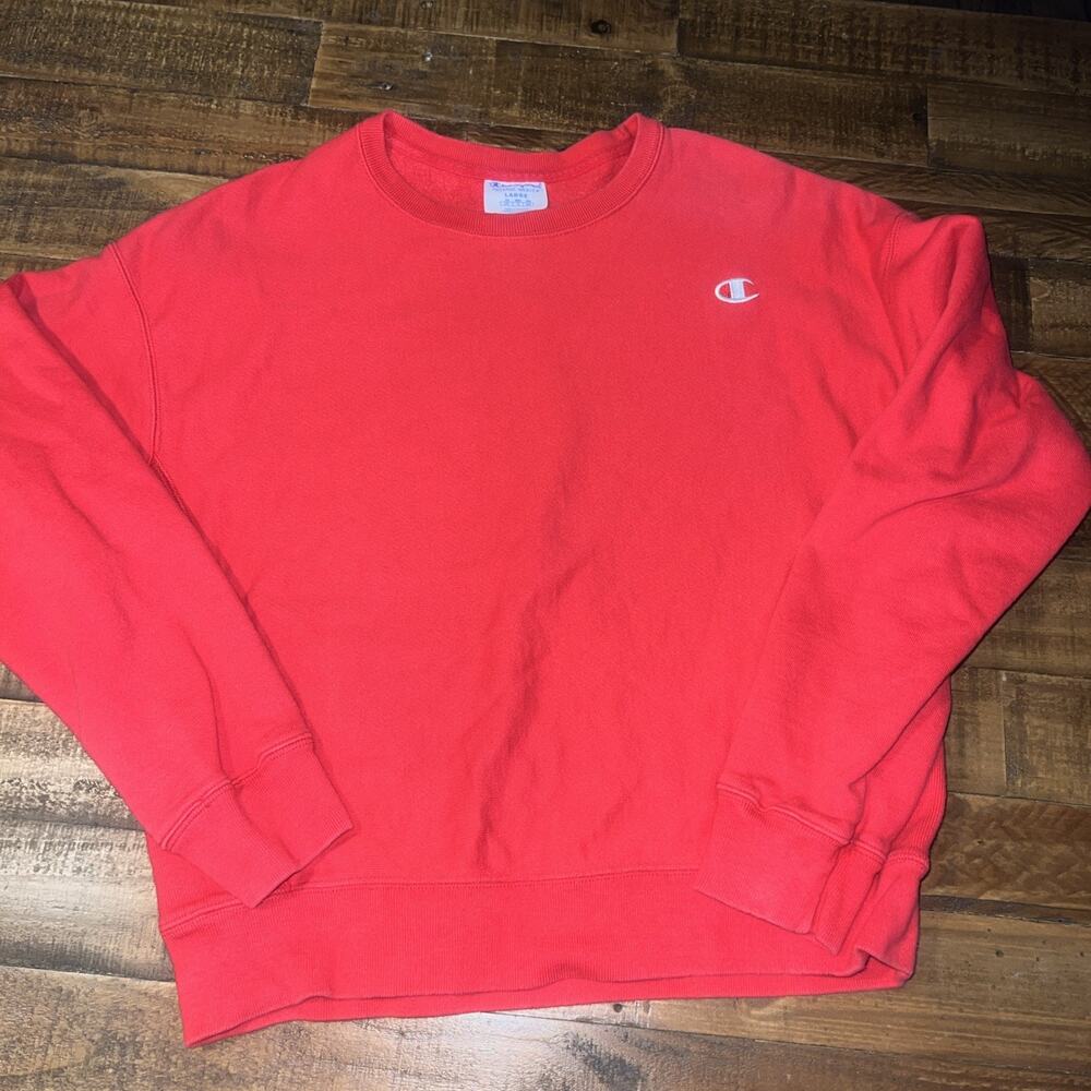 Champion Reverse Weave Crewneck Sweatshirt Mens Large Red Pullover Heavyweight